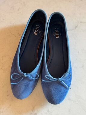 $250 NIB NUR Italy Women’s Leather Suede Round Toe Ballet Flats Shoes IT 39 US 8